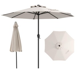 Tangkula 8.5 FT Outdoor Patio Umbrella, Modern Table Umbrella with 8 Heavy Duty Ribs, Vented Top & Crank Handle, Sun-proof Canopy, Market Umbrella for Patio, Garden, Poolside (Beige)