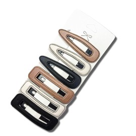 Leather Snap Hair Clips for Women, 6 PCS, Minimalist Rectangular Design, Fringe Side Clips, Suitable for Women's Shopping, Work, Holiday Hair Decoration