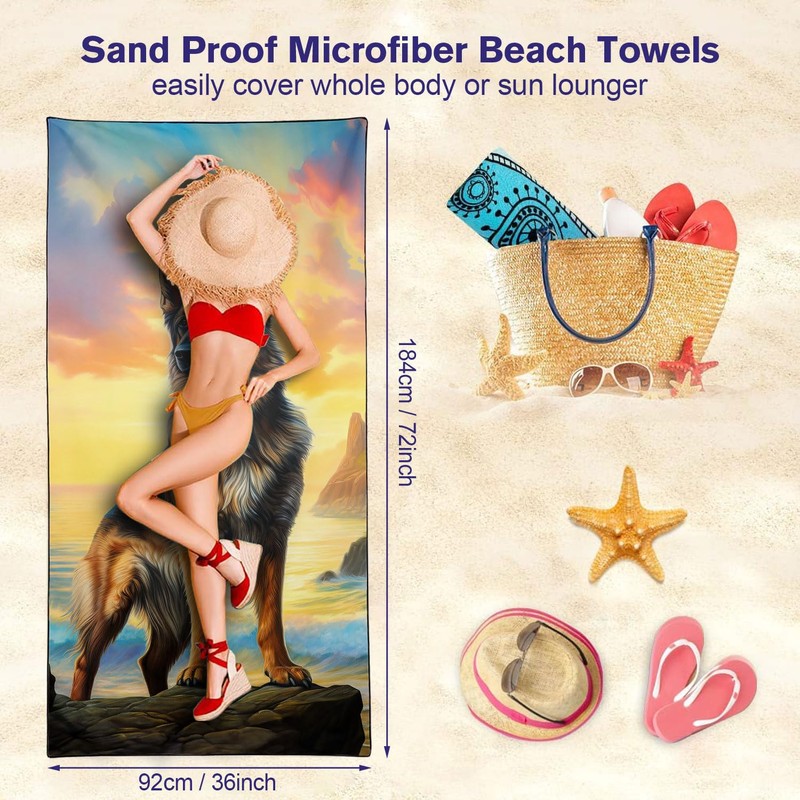 YISUMEI Microfibre Beach Towel XXL Beach Towel Lightweight Bath Towel
