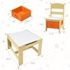 KOTEK Kids Wood Table and 2 Chairs Set with Blackboard