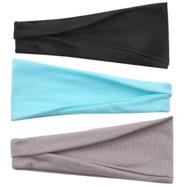 VAEIORP Women's Sports Headband, Cotton Stretch Sweatband, Mixed Colours, Wicking, Stretchy Headband for Women, Sports, Yoga, Running, Fitness, Pack of 3