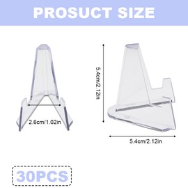 30 Pieces Mini Clear Easel Stands, Clear Mini Coin Display Easel Holder, Clear Coin Display Stand Holder, Coin Easel Stands for Displaying Coin, Medal, Card (transparent)