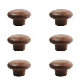 6 Pcs Round Wood Drawer Knobs: 1.5/0.8" Walnut Pulls, Suitable for Dressers/Cabinets/Furniture Drawer