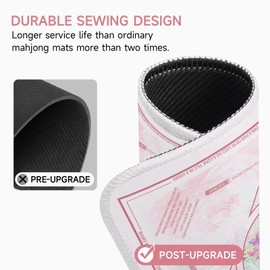 Deyimmei Neoprene Mahjong Mat for Table 31.5"x31.5" - Non-Slip, Noise Reduction Cover with Storage Pockets, American Rules & Crease-Free Rolled Shipping (Soft Petals)