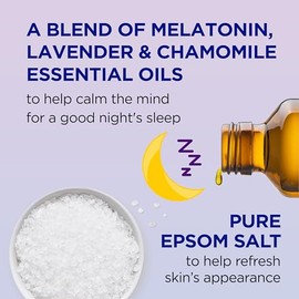 Dr Teal's Baño espumoso con sal pura de Epsom, melatonina para dormir con mezcla de aceites esenciales, 34 onzas líquidas (paquete de 4)