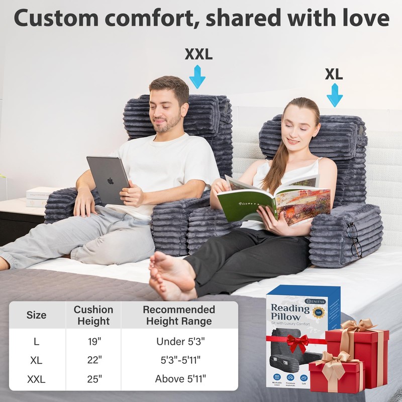 ENITYA 22" XL Back Pillow for Bed Sitting Up, Reading