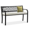 BSTOPHKL Outdoor Bench,Patio Garden Benches,Metal Weatherproof Porch Bench with Grid-Patterned