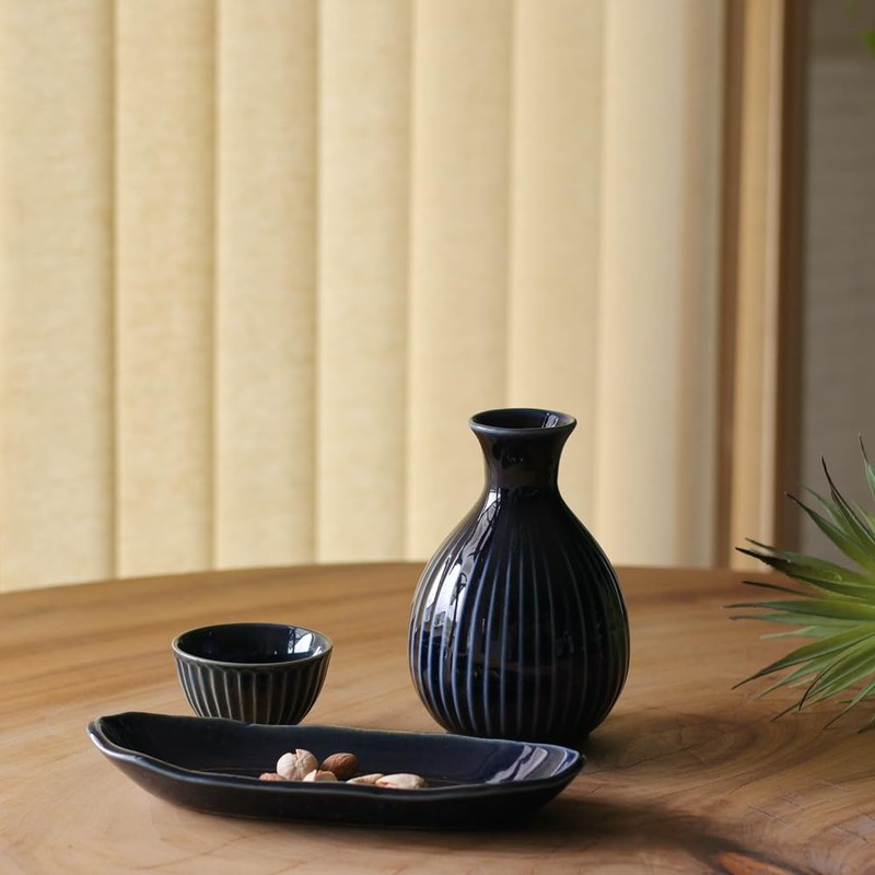Dolce duo KY-1795 Ochoko Tokkuri Tokkuri Snack Plate, 3-Piece Set,