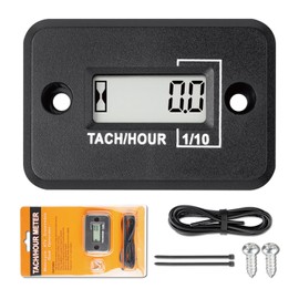 NInE-ROnG Inductive Tachometer Hour Meter Self-powered Timing RPM Measuring Waterproof Design Use for Zero Turn Mower Generator Chainsaw Trimmer Mower and Other Small Motors(4 Stroke)(Black)
