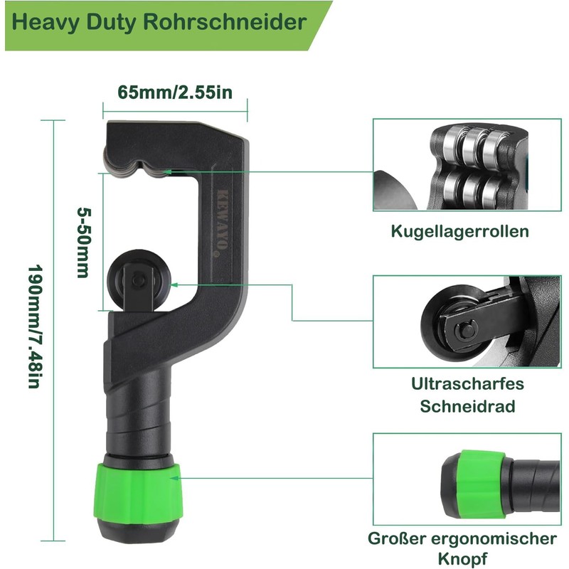 KEWAYO Pipe Cutter Set 5-50 mm with Deburring – Versatile