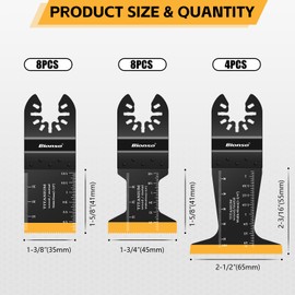 Bionso 20PCS Titanium Oscillating Tool Blade, Professional Universal Multitool Blades for Wood Metal, Multi Tool Blades Kits, Oscillating Saw Blades Fit Dewalt Milwaukee Ryobi Makita Worx