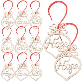 JOINPAYA 24 Pieces Christmas Wooden Word Cutouts for Hanging: Wooden DIY Craft Ornaments Unfinished Christmas Letters Signs for Hanging Decoration