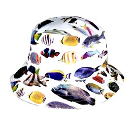 Vera Tucci Funky Print Patterned Summer Bucket Hats Adults Men's Women's Hat One Size SS23 (Fish 13/31)