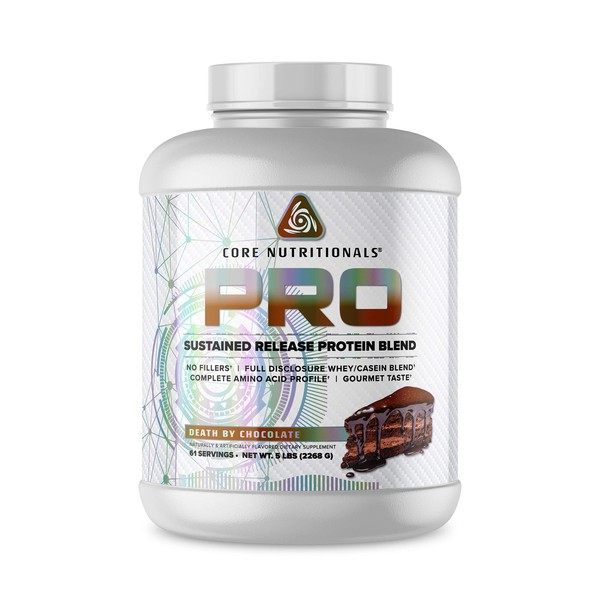 Core Nutritionals Pro Sustained Release Protein Blend, Digestive Enzyme Blend, 25G Protein, 2G Carb 71 Servings (Chocolate)