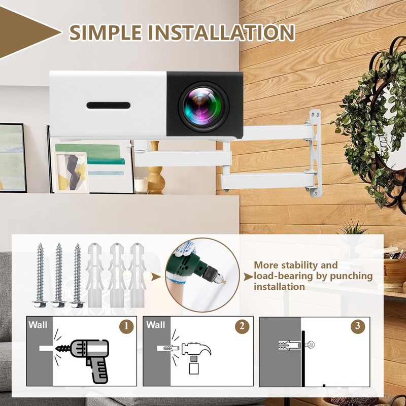 Projector Stand, Projector Wall Mount Made of Metal, Multi Angle