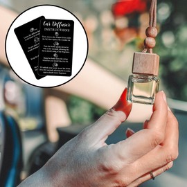 VELATYVIO 240Pcs Car diffuser instruction cards Care car hanging diffuser card Car diffuser accessories for Car Oil Diffuser Bottles Package Bag Supplies 3.54 x 2.12inch Black