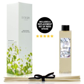 LOVSPA English Garden Reed Diffuser Oil Refill with Replacement Reed Sticks | Jasmine, Rose, Hyacinth & Lily of The Valley Scent for Kitchen or Bathroom, 4 oz