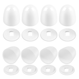 8packs Universal Toilet Bolt Caps, Round Plastic Push-On Toilet Bowl Bolt Covers Decorative, with Extra Washers for Easy Installation, Fits American Standard Toilet Parts, 1.44 Inch Height