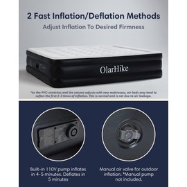 OlarHike Air Mattress with Built in Pump, King Size 18 Inch Elevated Quick Inflation/Deflation Inflatable Bed, Durable Family Blow Up Bed, Ideal for Camping, Home, Guest, Travel Cushion, Indoor