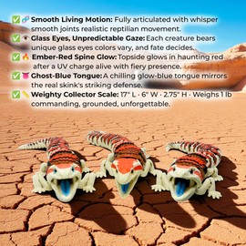 Mivi Collection Articulated Glow in The Dark Skink Lizard – 3D Printed Lizard - Striped Desert Beast with UV Blue Tongue Feature, Full-Body Articulation, Glow Effect Design, 3D Lizard. Skink Lizard