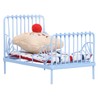 1:12 Miniature Bed Metal Structure Cute Pattern Sponge Cloth Mattress