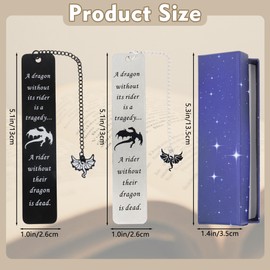 Dragon Bookmarks with Box, Metal Bookmarks for Book Lovers, Cool Bookmarks for Men Reading, Fantasy Bookmarks for Men and Women, Gifts for Book Lovers (Dragon), Pack of 2
