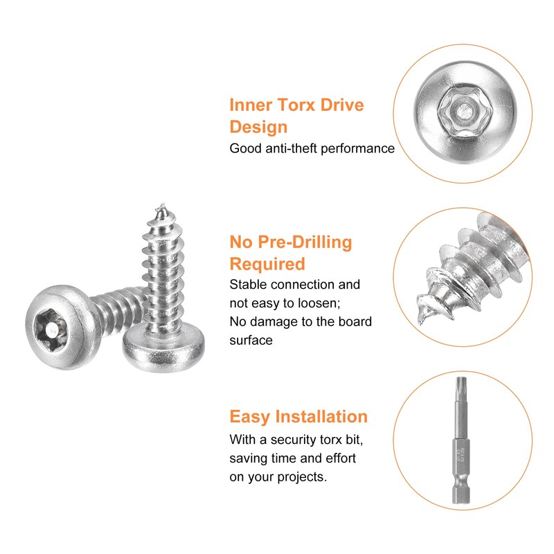 sourcing map #10 x 5/8" Torx Security Screws, 30pcs Button