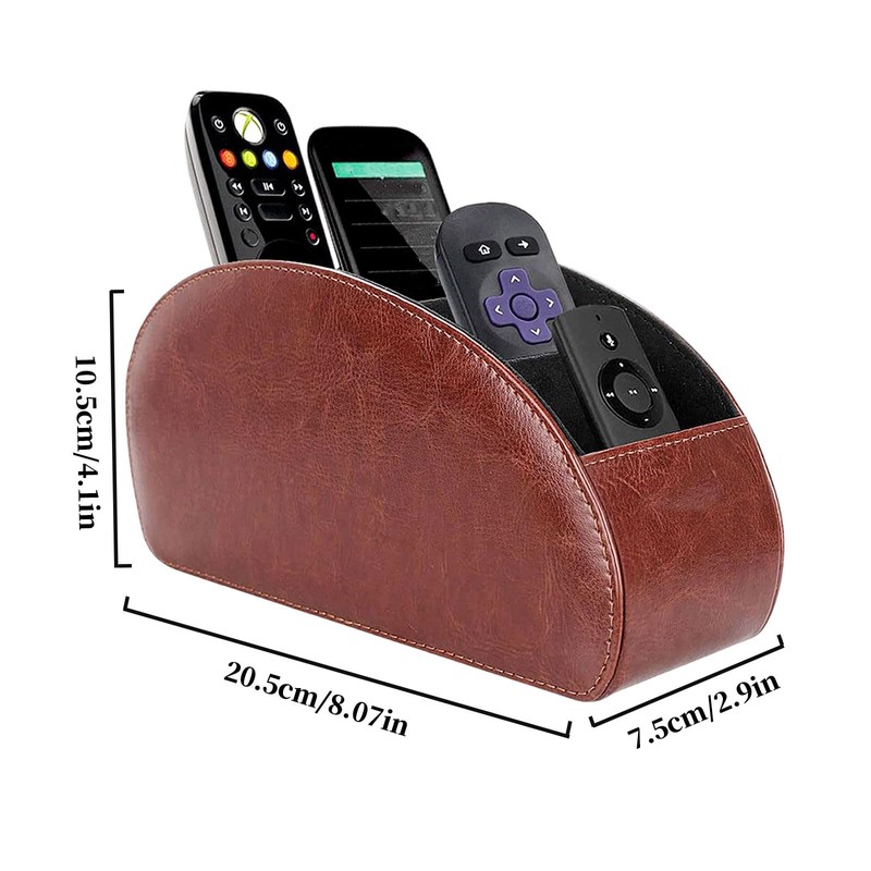 Remote Control Holder with 5 Pockets, PU Leather Desktop Organiser,