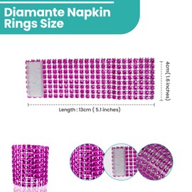 Trimming Shop Glittering Napkins Rings Rhinestone Look Napkins Wrap Holder for Banquets, Weddings, Essentials, Christmas, Parties, 13 cm x 4 cm - Hot Pink