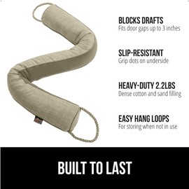 GORILLA GRIP Door Draft Stopper for Bottom of Doors, Weather Stripping Seal Blocks Hot Air, Noise, Bugs, Keeps Cold AC in, Sound Proofing Easy Install Gap Filler, Home Essentials, 32 Inch, Beige