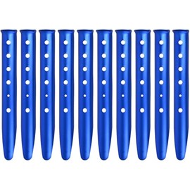 Takelablaze Aluminum Tent Stakes for Camping in Snow & Sand 10PCS Beach Canopy Tent Stakes U-Shaped Tent Pegs Lightweight Ground Nails for Beach Shade Canopy Hiking Backpacking Boating Picnic (Blue)