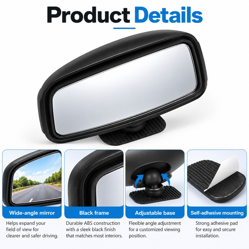 360° Adjustable Blind Spot Mirror for Cars – Wide-Angle Convex
