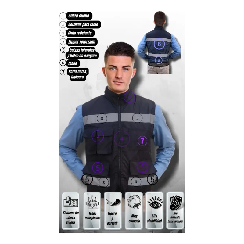 Chaleco Ejecutivo Reflejante Seguridad Industrial Resistente