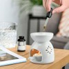 Ceramic Oil Burner with Flower Pattern Design, Essential Oil Diff