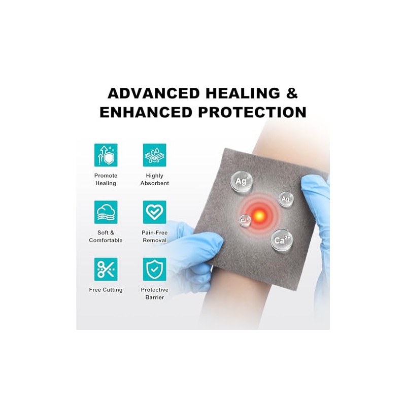 Ag Silver Calcium Alginate Wound Dressing 4" x 4", Non