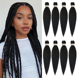 Yebo Pre Stretched Braiding Hair 20Inch 8Packs Easy Braids Extensions Hair Soft Yaki Texture Synthetic Hair for Braiding Kaneklon Braids Hair Extensions for Women