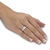 PalmBeach Sterling Silver Round Cubic Zirconia 3-Stone Bridal Ring Set