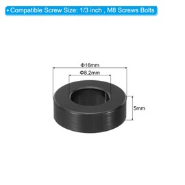 PATIKIL M8 Aluminum Spacers, 8 Pieces Metal Spacer Aluminum 8.2mm ID x 16mm OD x 5mm L Aluminum Spacer Screw Spacer Round Black