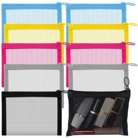 AddLotLot 10 PCS Zipper Mesh Bags Nylon Makeup Pouches Data Cable Storage Bags Portable Travel Cosmetic Pouch Beauty Accessories Holder Bag Storage Coin Purse for Women Girls Travel Storage