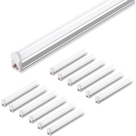 Barrina 12 Pack T5 LED Shop Light 4FT, 5000K Daylight White, 2200lm, 20W, Utility Linkable Lights, Ceiling and Under Cabinet Light, ETL Listed, Built-in ON/Off Switch for Workshop Garage Warehouse