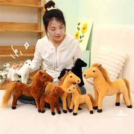 champracer Cuddly Toy Horse, Realistic Horse Plush Toy, Horse Cuddly Toy, Standing Pony Cuddly Toy, Gift for Children, Boys, Girls (20 cm, Black)