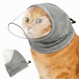 Cat Muzzle for Grooming, Breathable Mesh Cat Head Cover to Prevent Biting