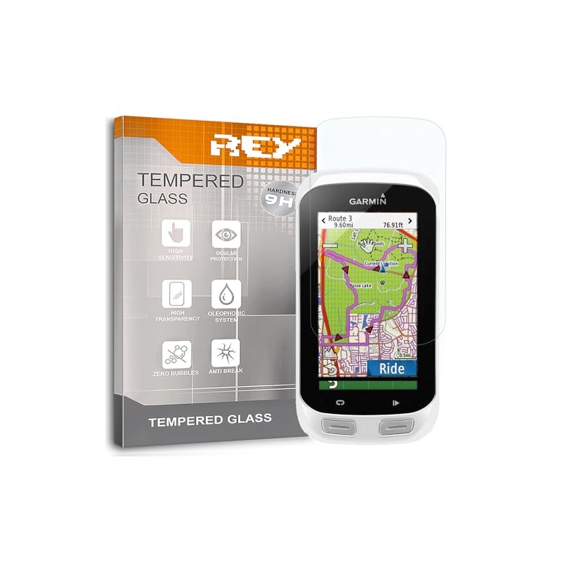 REY Bildschirmschutz aus gehärtetem Glas für Garmin Edge 1000, Schutzfolie,