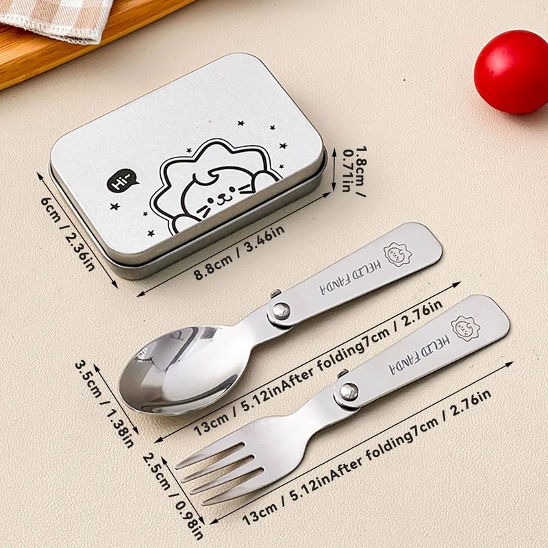 Portable Folding Cutlery Set for Kids – 3-Piece Stainless Steel