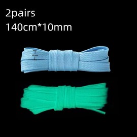 Mcoser 2 Pairs Blue Glow in Dark Shoe Laces For Trainers Polyester Fluorescent Shoelaces, Luminous Flat Colorful Shoelaces,Light Up Shoe Laces For Party 120cm*10mm
