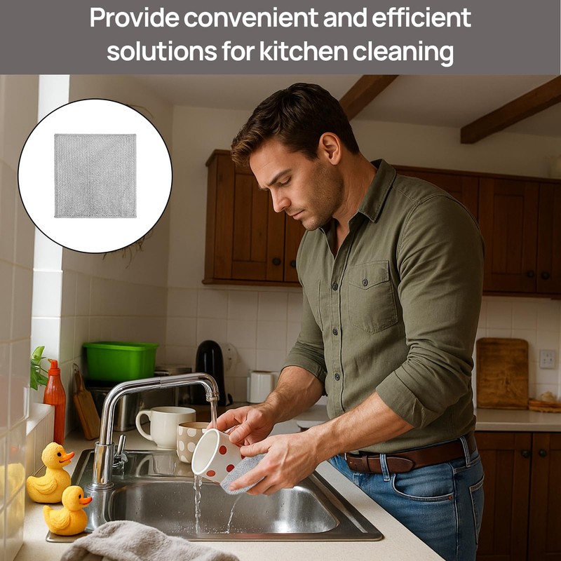 Girihe 10 PCS Double Sided Wire Dishwashing Rags, Multifunctional Non-Scratch