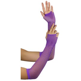 ToBeInStyle Women's Triangle Net Fingerless Gloves - Neon Purple - One Size