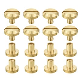 sourcing map 8Pcs Brass Chicago Screw, 6mm Concave Leather Rivets Belt Screw Binding Stud Nail Rivets Fasteners for Leathercraft Belt Jean DIY