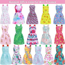 43Pcs Doll Clothes and Accessories Pack Including 10 Mini Dresses 3 Handmade Fashion Clothing Outfits Sets 10 Shoes 20 Cute Doll Accessories for 11.5 inch Girl Doll