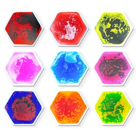 Onyoloy Liquid Sensory Floor Tiles - 9 PCS Hexagon Sensory Floor Pads for Kids Aged Over Three Years Old